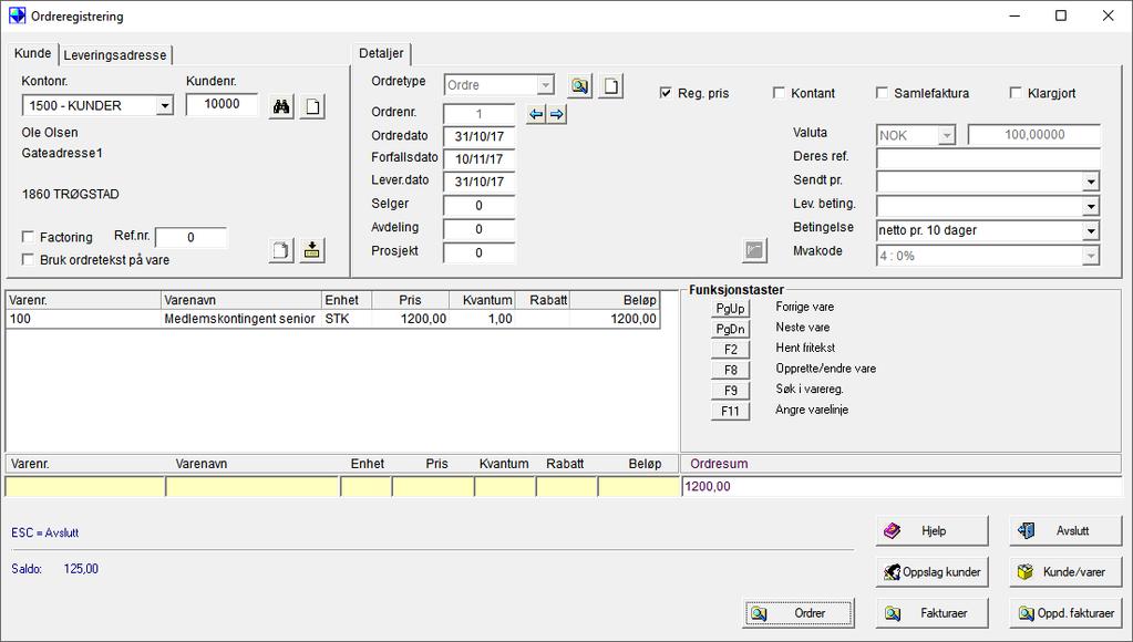 listen stående eller liggende Klikk på lagre Listen blir nå lagret og kan hentes opp senere både på fanen Papir, Til Excel og som PDF Oppslag på Ordre