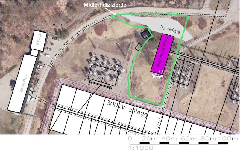 Fig1. Plassering av nytt kontrollbygg.