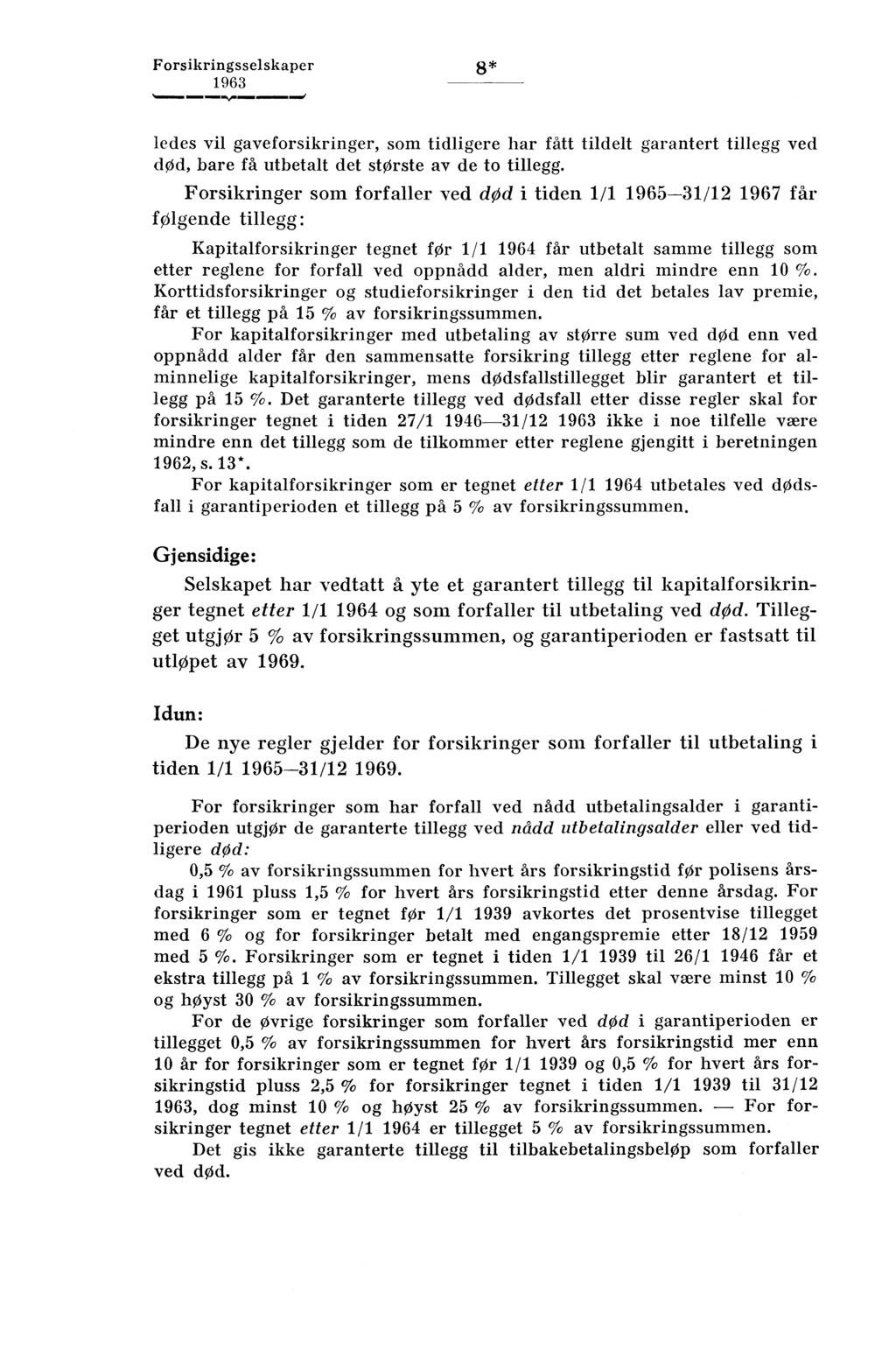 Forsikringsselskaper 8* ledes vil gaveforsikringer, som tidligere har fått tildelt garantert tillegg ved død, bare få utbetalt det største av de to tillegg.