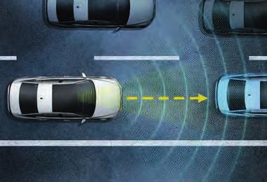 O 02 Front Assist avstandskontrollsystem inkludert City-nødbremsfunksjon med fotgjengerregistrering gjør deg oppmerksom på fotgjengere og hindringer i veien, og advarer deg i tide.