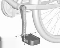 den maksimale dybden er 14,4 mm. Drei den venstre pedalen (uten kjedetannhjul) loddrett nedover.