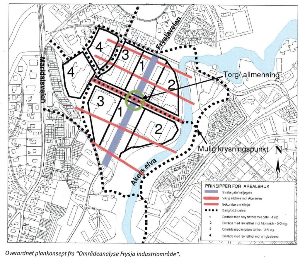 7 I «Områdeanalyse Frysja industriområde», utarbeidet av Plan- og bygningsetaten i 2006, ble den bindende bestemmelsen om byggehøyde fulgt opp. Jf.