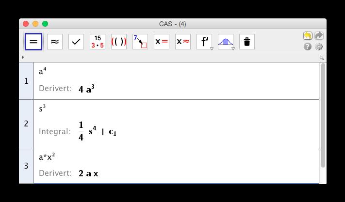 8.1 Verktøylinjen i CAS 101 Du kan også løse ulikheter i GeoGebra CAS. Du kan da bruke løsning av likninger.