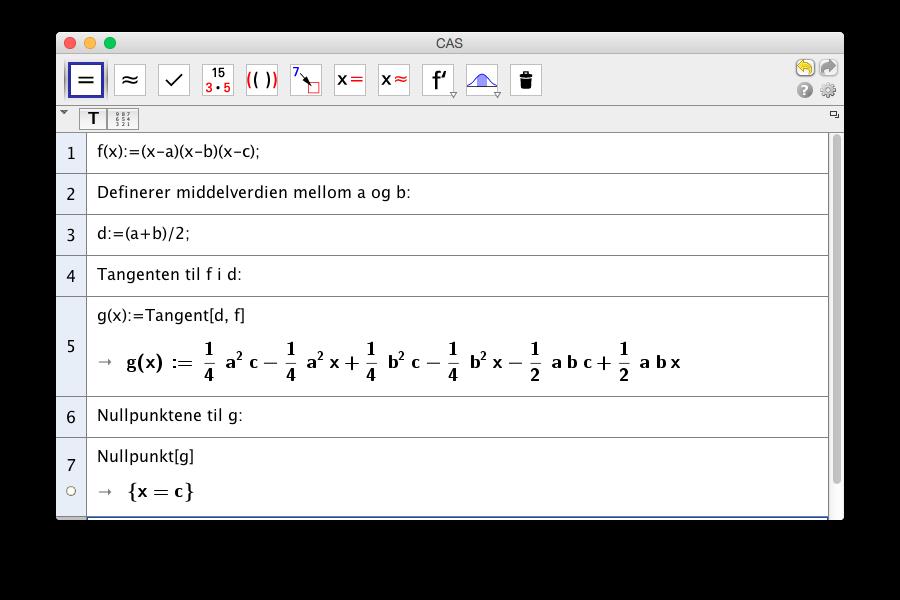 106 Kapittel 8. CAS i GeoGebra 8.