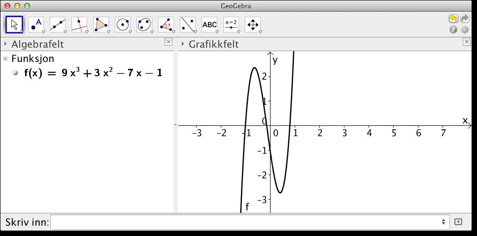 2 Funksjoner i GeoGebra GeoGebra er et utmerket verktøy til å utforske og analysere funksjoner.