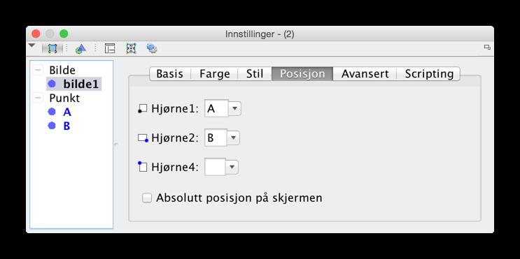 128 Kapittel 11. Tekst og bilder i GeoGebra Når du så klikker en eller annen plass i grafikkfeltet, så vil du få opp et vindu der du kan bla deg fram til bildet du vil legge inn i GeoGebra.