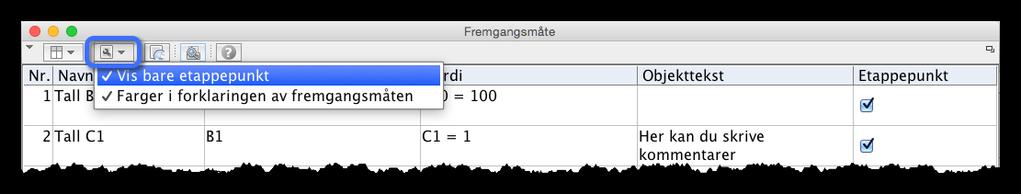 Dette kan du gjøre ved å hake av for etappepunkt under nedtrekksfeltet i stilmenyen: Figur 4.