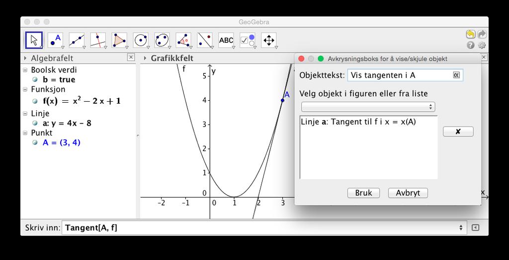 7.2 Avkrysningsboks for å vise og skjule objekt 87 Figur 7.2: Avkrysningsboks for å vise og skjule objekt.