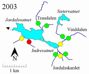 VURDERING AV RESULTATENE Jordalsvassdraget er tidligere undersøkt ved en rekke anledninger tilbake til 1968 (Samdal mfl.