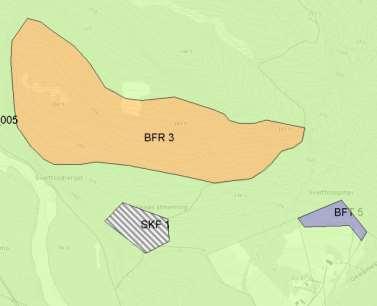 4. Arealer uten rettsvirkning 4.1 Reisadalen BFR 3 (nåværende) Fritidsbebyggelse (1120) Beliggenhet: Svartfosslia med tilhørende arealer. GBR 29/1.