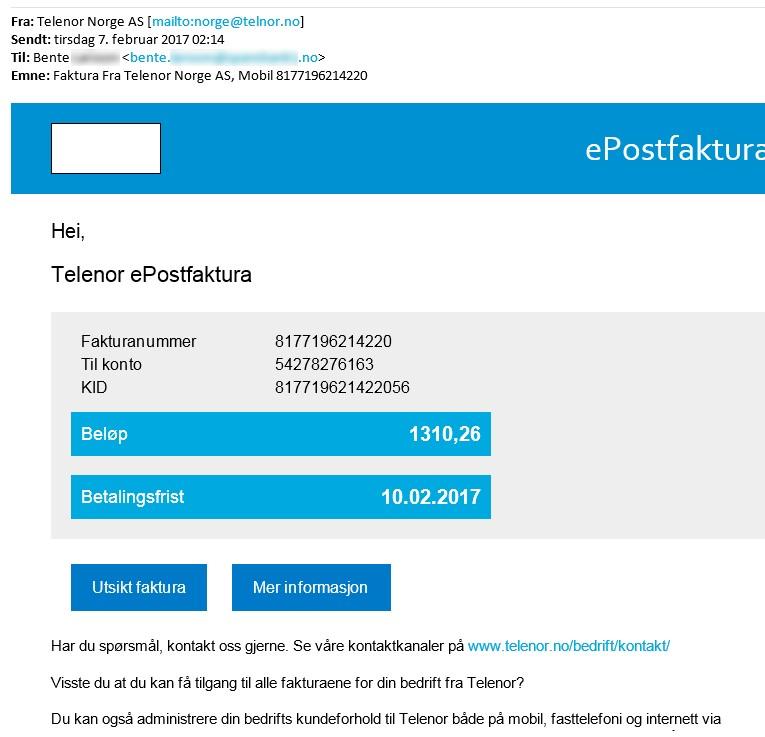 Telenor - faktura phish