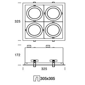 2 12V/2x100W QR-111/CDM-T alu/sort 180 mm 172 mm 160x305 mm 325 mm