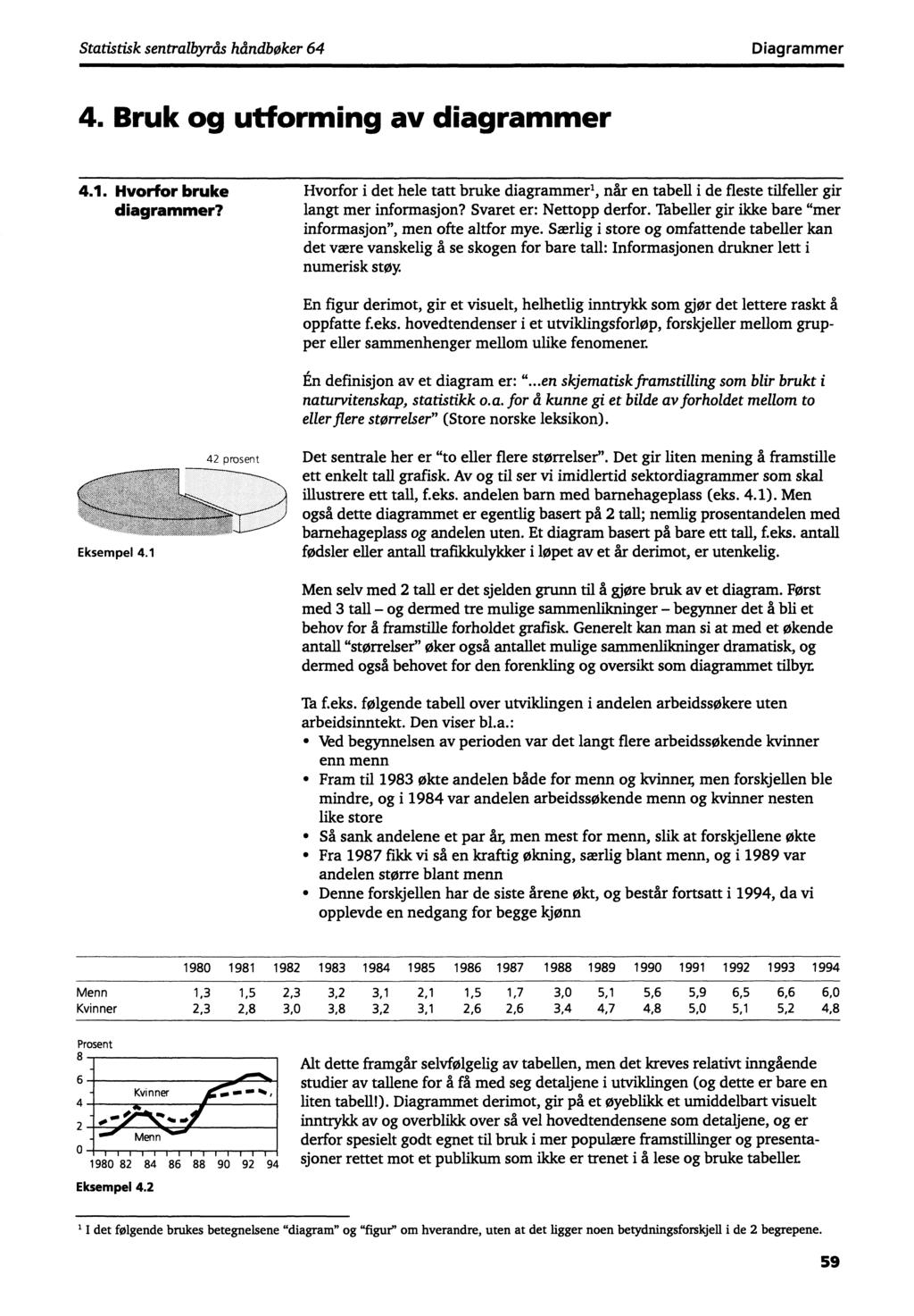 Statistisk sentralbyrås håndbøker 64 Diagrammer 4. Bruk og utforming av diagrammer 4.1. Hvorfor bruke diagrammer?