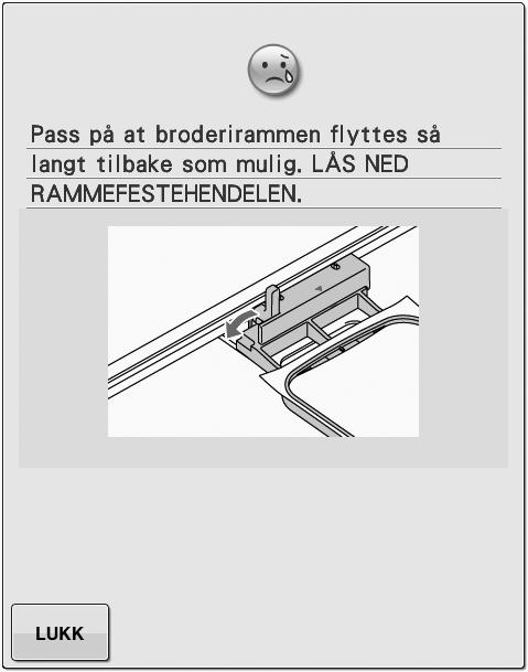 MONTERING AV BRODERIRAMMEN MONTERING AV BRODERIRAMMEN Sett i en fylt spole før du monterer roderirmmen. E 1 Trykk på trykkfotløfteknppen for å heve trykkfoten.