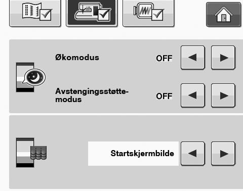 LCD-SKJERM d e Bruk og for å velge innstillingen for første skjermilde. * Strtskjermilde: Når mskinen slås på, vises strtsiden etter t åpningsvideoskjermen erøres.