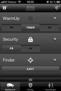 Lett tilgjengelig på din mobiltelefon har du full kontroll på bilvarmesystemet ditt uansett hvor du befinner deg.