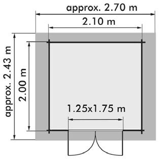 Redskapsbod HORTEN Fakta Netto grunnflate 2,7 m² Veggdimensjon 14 mm Takflate 3,5 m² Mønelengde 140 cm