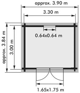 Redskapsbod BARDU 7,6/ 10,1 Fakta 7,6 Netto grunnflate 7,6 m² Veggdimensjon 16 mm Takflate 10,5 m² Mønehøyde
