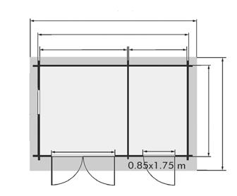 Det største rommet er på ca. 7,3m 2, og siderommet er på ca. 4,8m 2.