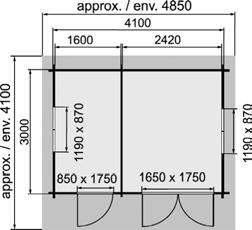 Redskapsbod STJØRDAL Fakta Netto grunnflate 12,6 m² Veggdimensjon 28 mm Takflate 18,2 m² Mønehøyde