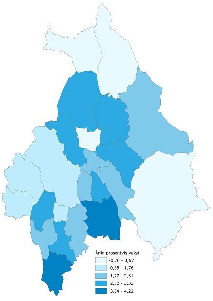 På 2000-tallet hadde sysselsettingen i Akershus jevn vekst fram til finanskrisen i 2008-2009.