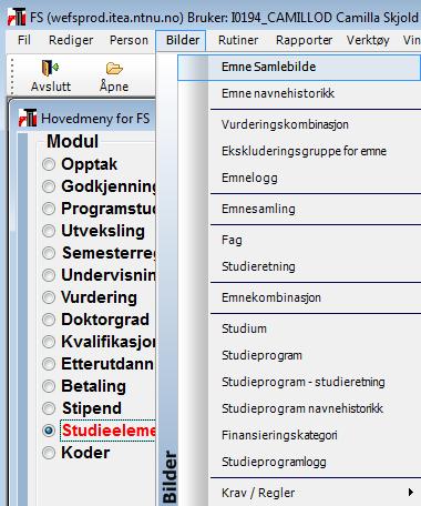 Bilder i FS Bilder i FS har informasjon fra flere ulike tabeller. I bildene kan du søke frem, legge til, redigere og slette data.