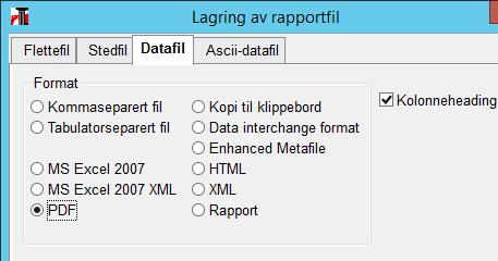 Den enkleste måten å få informasjonen over i Excel er å åpne et tomt Exceldokument, velge «Kopi til klippebord» i eksportvinduet i FS, og så lime dette inn i Excel (velg celle A1 før du limer inn).