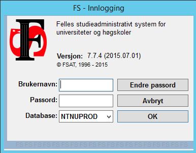 brukernavn og passord for FS.