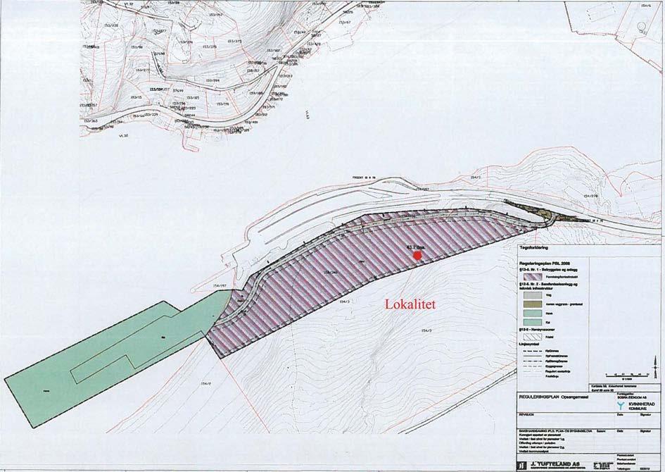 Fig. 6: Plankartskisse med lokaliteten markert. 7.1. Askeladden id. 171163 Lokalitet 1, Opsangerneset Buplass/aktivitetsplass frå yngre steinalder.