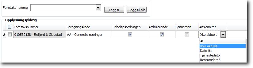 Har du ikke huket av for Benytter stillingsregister i skillekortet Innstillinger