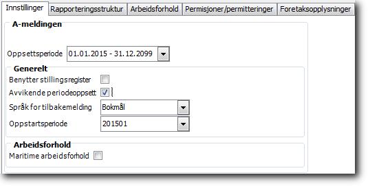 A-meldingsperioder I dette skjermbildet knytter du hovedboksperiodene dine til den kalendermåneden/året transaksjonene skal rapporteres på i a-meldingen. Merk!