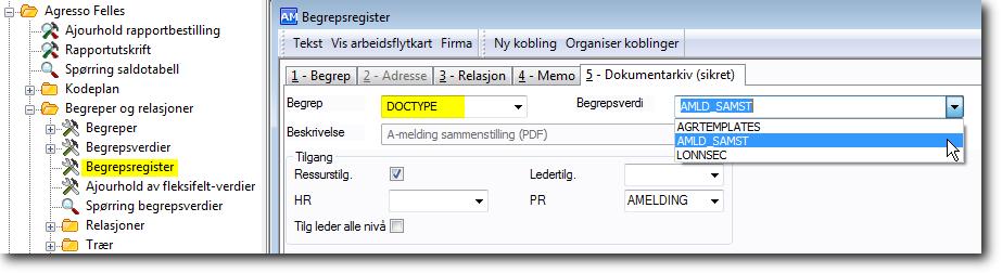 Sikkert dokumentarkiv Sammenstilling (553) I UBW 553 finnes ikke skillekortet 4 Adgang i skjermbildet Dokumenttype.