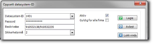 Trinn Handling Den teksten du la inn i feltet Beskrivelse vil vises i nedtrekks-menyen for Datasystem-ID ved pålogging til Altinn.