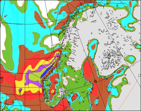 Kråkenes Fyr: Middelvind 46 m/s, kast 58 m/s