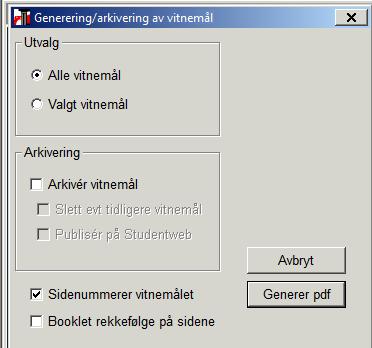 5.2 Lag vitnemål Plassering: Overgangsknapp fra FS670.