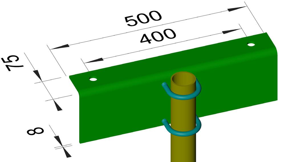Faste for drager på vertikalt oppheng er justerbart vertikalt i trinn (se tegning) og Ø60mm rørfester på drager er justerbare trinnløst horisontalt.