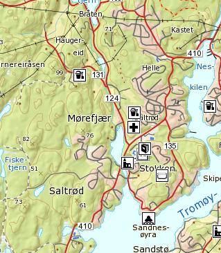 Nylund boligområde, Arendal kommune Gang-/sykkelvei er etablert langs fv. 410 på samme side som boligområdet, med busstopp et par hundre meter øst for avkjøringen til området.