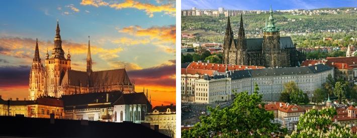 Praha Slott er en av Tsjekkias mest populære severdigheter. Skt. Vitus-Katedralen (16.6 km) En av Sentral-Europas viktigste religiøse bygninger er Skt. Vitus-Katedralen. Den inneholder religiøse bilder, gravkamre, og de tsjekkiske kronjuvelene oppbevares der.
