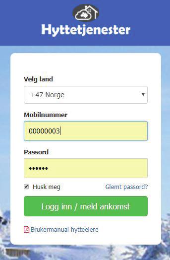 gå inn på siden https://hyttetjenester.net. 2.