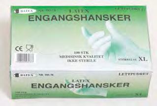 engangshansker Latex Lettpudret Displayesker med 100 stk. Kartonger med 10 x 100 stk. 585.75 585.76 585.77 585.78 Nr. 585.75 Engangshanske Latex, pudret, S Nr. 585.76 Engangshanske Latex, pudret, M Nr.