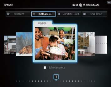 5 Bla gjennom Bla gjennom og behandle album og medier Du kan bla gjennom og behandle album og medier i bølgemodus eller albummodus.