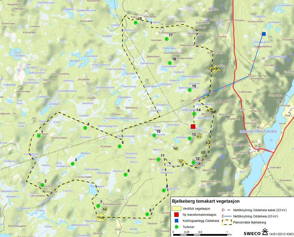 Figur 8-4 Temakart over planområde Bjelkeberg som viser