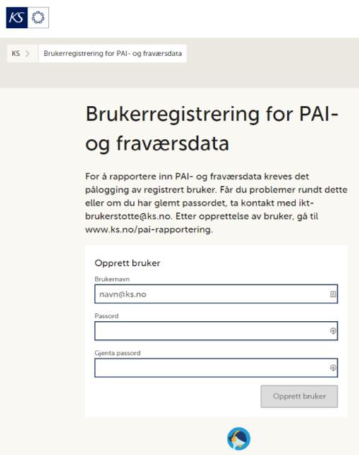 Illustrasjon 2: Brukerregistreringen Du oppretter en bruker ved å fylle ut feltene i skjemaet, og deretter trykke «opprett bruker». Brukernavnet må være det samme som epostadressen din.