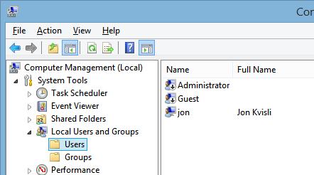 Domenekontoer Opprettes på domenekontrolleren Lagres i sentral brukerdatabase (Active Directory) Brukernavn og passord kontrolleres mot AD på domenekontroller Kan gis tilgang til alle ressurser på