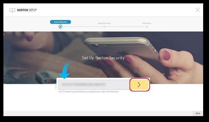 Laste ned og installere Norton Installere Norton på flere enheter 15 4 Klikk på Godta og last ned. 5 Klikk på det området som den blå pilen viser på skjermen. Følg siden instruksjonene på skjermen.