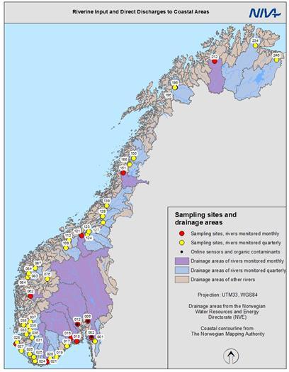 Programmet overvåker 11 elver månedlig Glomma Alna Drammenselva Numedalslågen Skienselva Otra