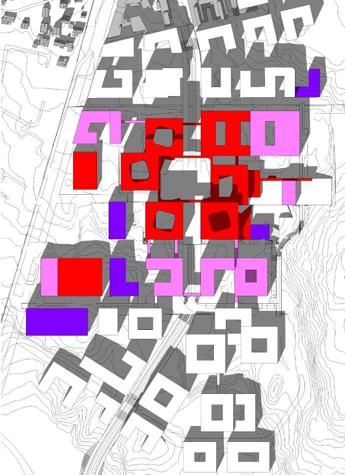 Full utbygging viser omtrentlig det samme som byggetrinn 1. Klokka 15.00 på vårjevndøgn er det fortsatt lite skygge på torg, park- og lekeområder. Klokka 18.00 på St.