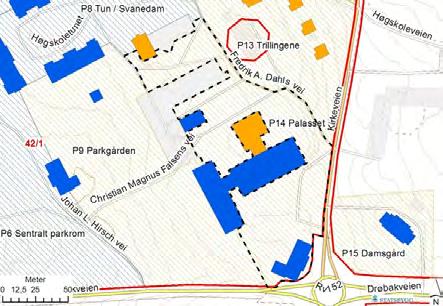 BYGNING 9902645 P 14 Området ved Palasset og Meieriet Bygnings- og eiendomsdata Ansvarssted/etat: GAB nr: Gnr/bnr: 42/1 Oppført: 1859 Byggherre: Arkitekt: Opprinnelig funksjon: Nåværende funksjon: