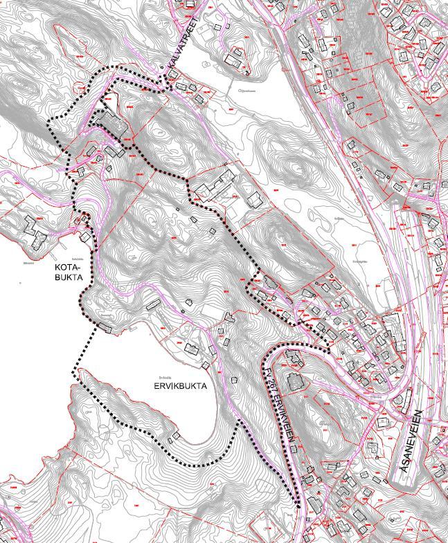 Planbeskrivelse 15 5.2 Avgrensing av planområdet Planområdets utstrekning er vist med stiplet svart strek på kartutsnittet under. Figur 12. Svart stiplet strek viser planområdets utstrekning.