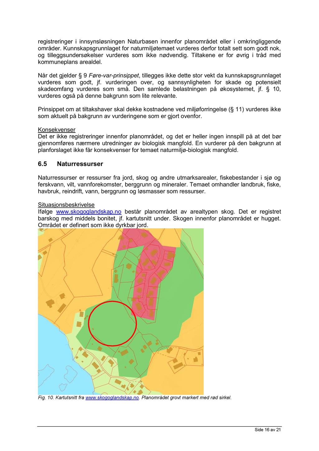 registreringer i innsynsløsningen Naturbasen innenfr planmrådet eller i mkringliggende mråder.